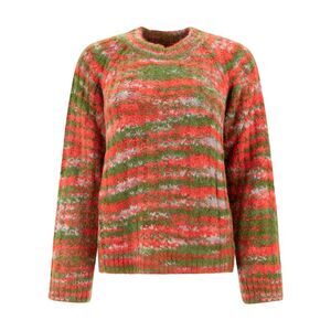BODE Women's Marled Knit Crewneck Sweater Women GREEN Sweaters & Knitwear